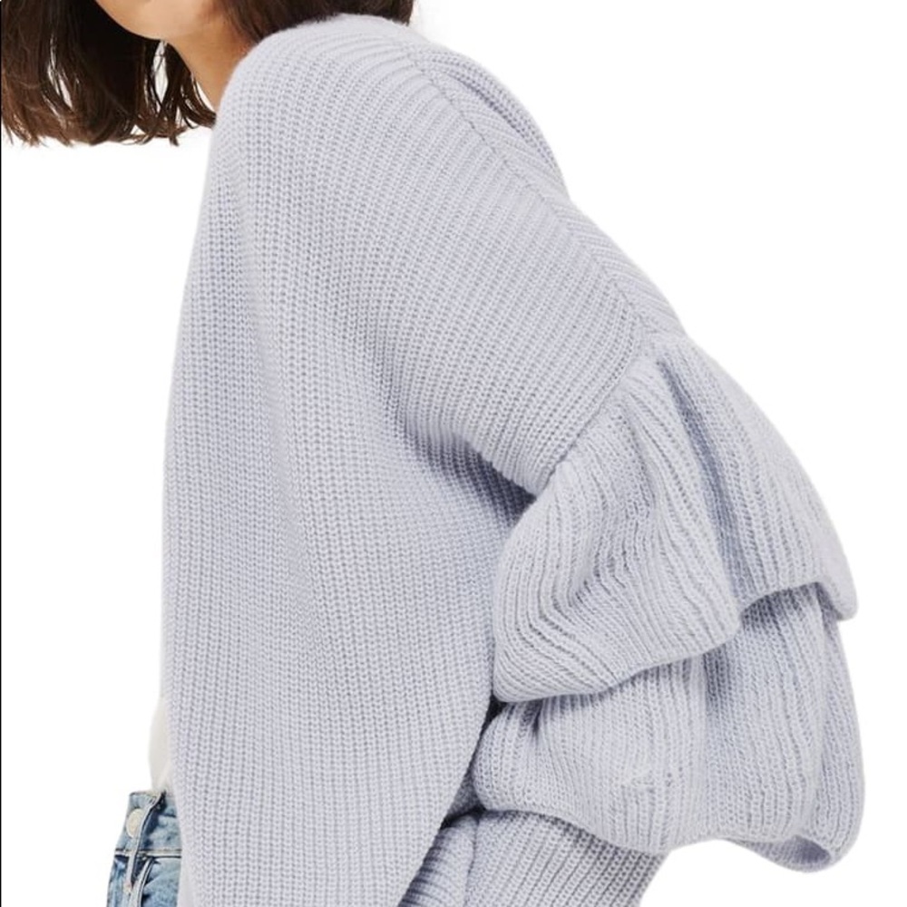 Topshop Layered Ruffle Sleeve Cardigan - Picture 4 of 7